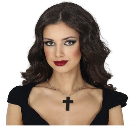 Halloween Ketting Zwart Kruis 6cm van Fiestas Guirca koop je bij Partywinkel