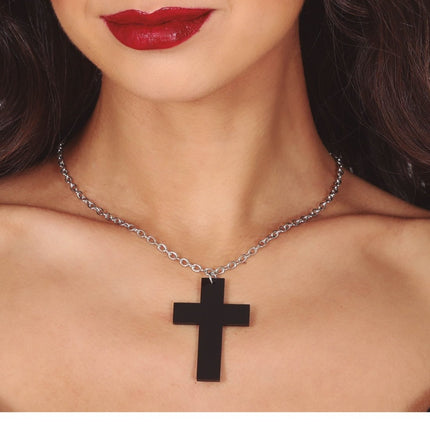 Halloween Ketting Zwart Kruis 6cm van Fiestas Guirca koop je bij Partywinkel