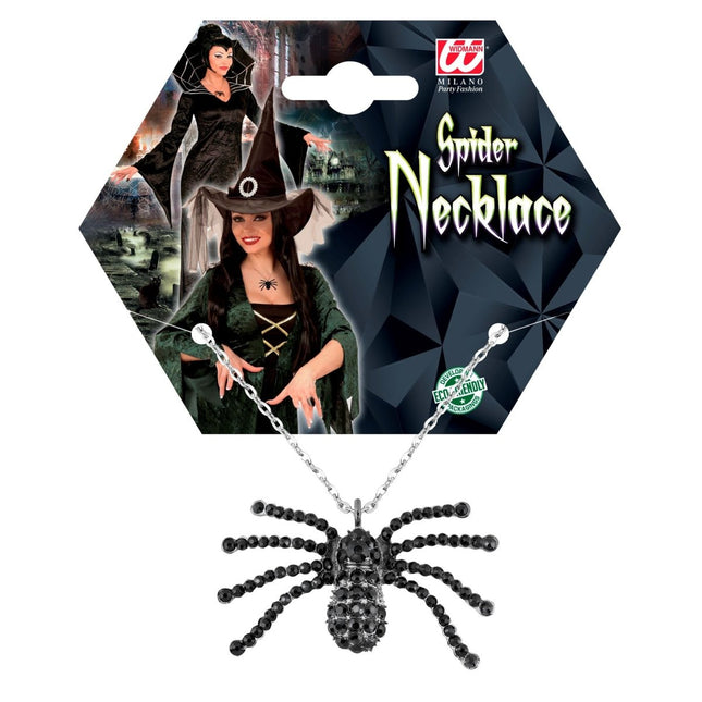 Halloween Ketting Zwart Spin Met Diamanten van Widmann koop je bij Partywinkel