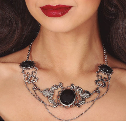 Halloween Ketting Zwart Stenen van Fiestas Guirca koop je bij Partywinkel