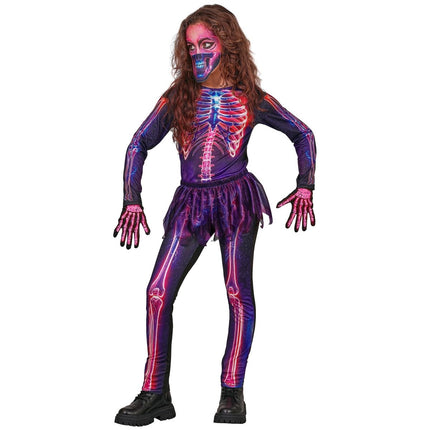 Halloween Kostuum Paars Kind Neon Skelet van Widmann koop je bij Partywinkel