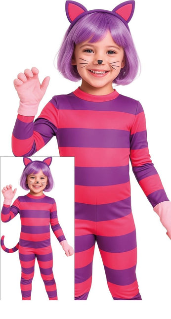 Halloween Kostuum Paars Roze Kind Lachende Kat van Fiestas Guirca koop je bij Partywinkel