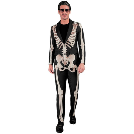 Halloween Kostuum Wit Zwart Heren Skelet 2 delig van Widmann koop je bij Partywinkel