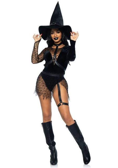 Halloween Kostuum Zwart Dames Bodysuit Tovenares Leg Avenue van Leg Avenue koop je bij Partywinkel