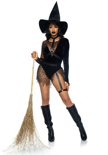 Halloween Kostuum Zwart Dames Bodysuit Tovenares Leg Avenue van Leg Avenue koop je bij Partywinkel