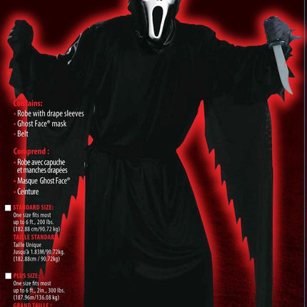 Halloween Kostuum Zwart Heren Geest 3 delig van Ghostface koop je bij Partywinkel