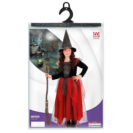 Halloween Kostuum Zwart Rood Kind Heks 2 delig van Widmann koop je bij Partywinkel