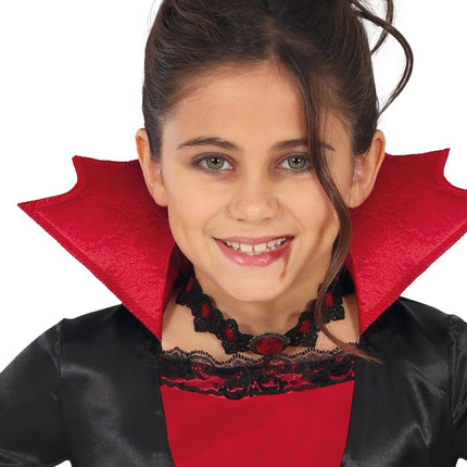 Halloween Kostuum Zwart Rood Meisje Vampier Lang van Fiestas Guirca koop je bij Partywinkel