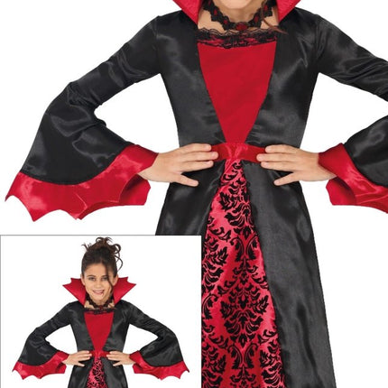 Halloween Kostuum Zwart Rood Meisje Vampier Lang van Fiestas Guirca koop je bij Partywinkel