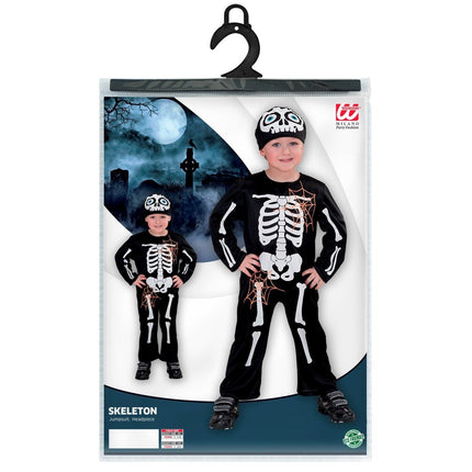 Halloween Kostuum Zwart Wit Kind Skelet van Widmann koop je bij Partywinkel
