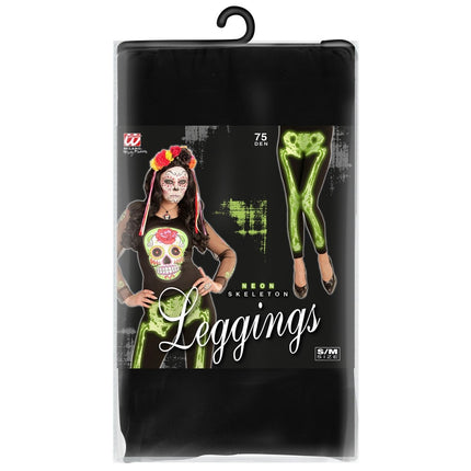 Halloween Legging Neon Groen Skelet van Widmann koop je bij Partywinkel