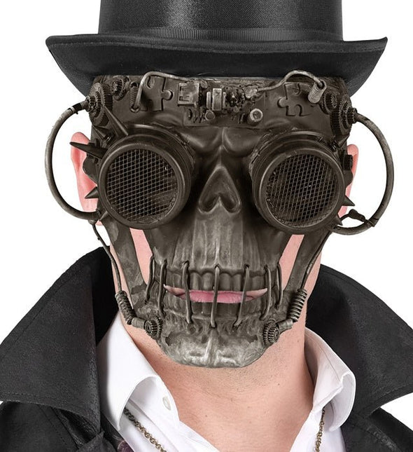 Halloween Masker Bruin Steampunk Schedel van Widmann koop je bij Partywinkel