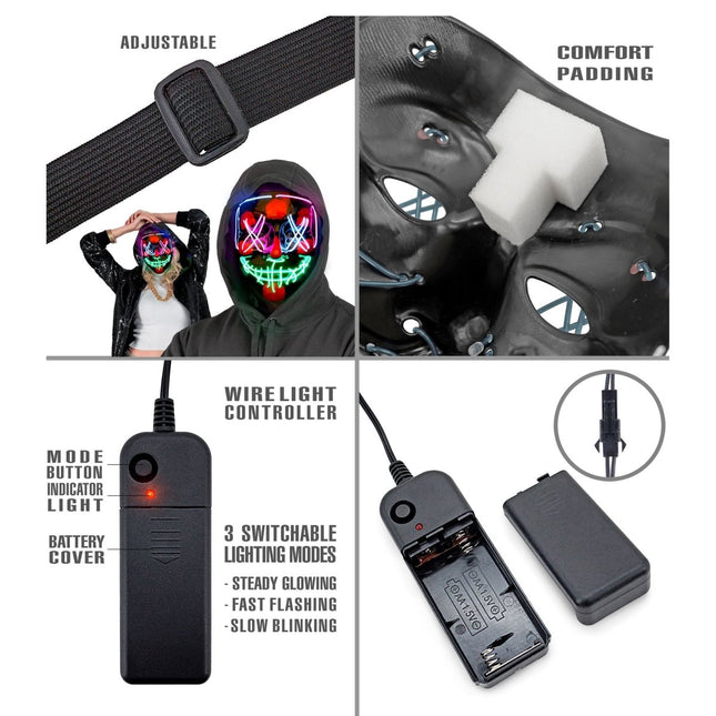 Halloween Masker Gekleurd Met Licht van Widmann koop je bij Partywinkel