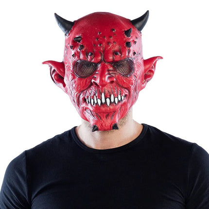 Halloween Masker Rood Creepy Duivel van Boland koop je bij Partywinkel