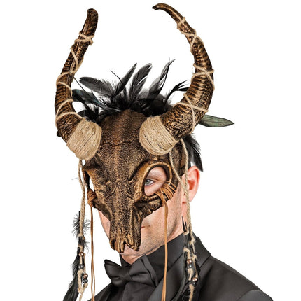 Halloween Masker Schedel Met Veren van Widmann koop je bij Partywinkel