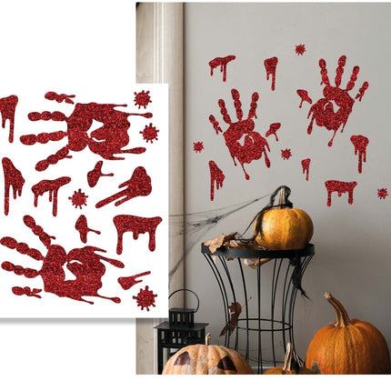 Halloween Muursticker Bloederige Handafdrukken 40cm van Fiestas Guirca koop je bij Partywinkel