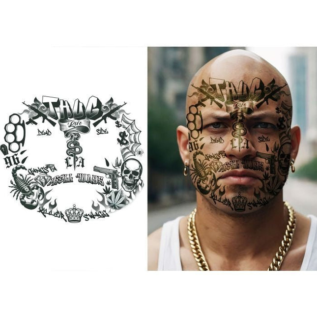 Halloween Nep Tattoo Thug Life 22cm van Fiestas Guirca koop je bij Partywinkel