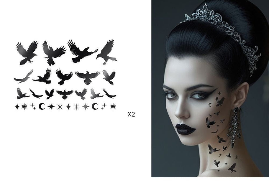 Halloween Nep Tattoo Zwart Raaf van Fiestas Guirca koop je bij Partywinkel