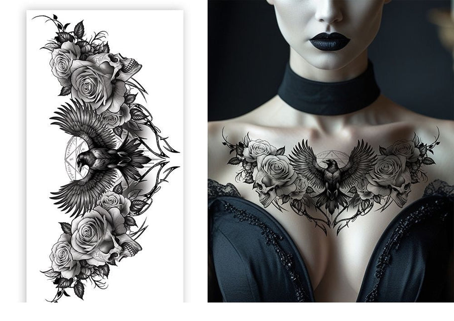Halloween Nep Tattoo Zwart Raaf van Fiestas Guirca koop je bij Partywinkel