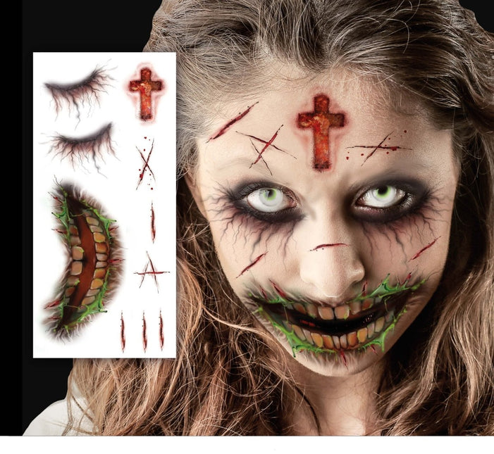 Halloween Nep Tattoos Gezicht van Fiestas Guirca koop je bij Partywinkel