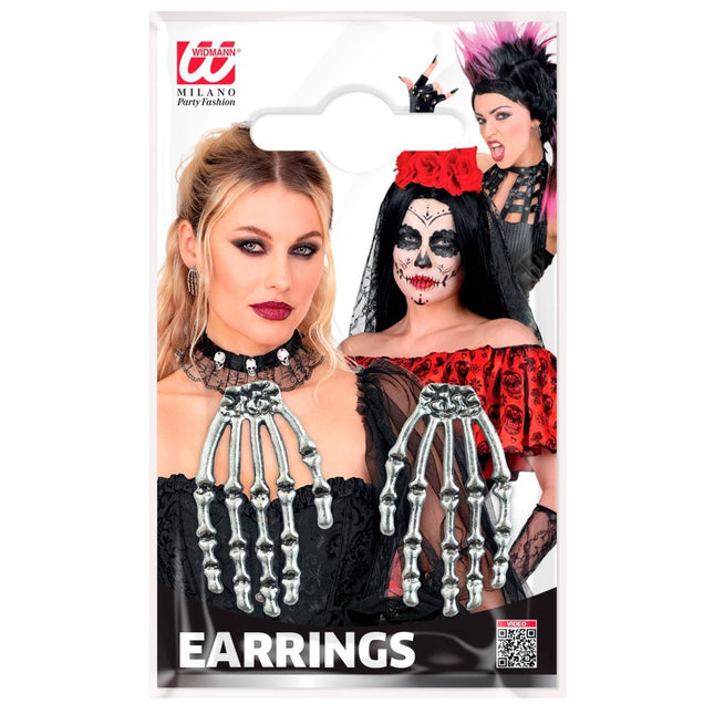 Halloween Oorbellen Skelet Hand van Widmann koop je bij Partywinkel