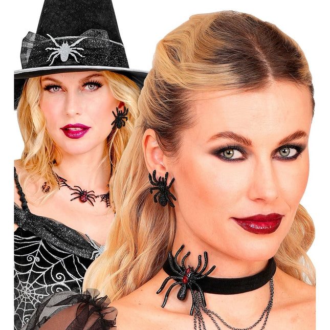 Halloween Oorbellen Spinnen Strass van Widmann koop je bij Partywinkel