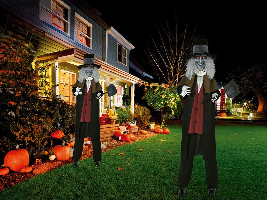 Halloween Pop Begrafenisondernemer Met Licht, Geluid En Beweging 2,3m van Fiestas Guirca koop je bij Partywinkel