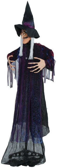 Halloween Pop Heks Met Sokkel, Licht En Geluid 1,8m van Fiestas Guirca koop je bij Partywinkel
