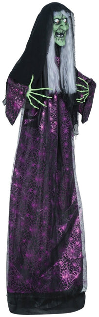 Halloween Pop Horror Heks Met Licht, Geluid En Beweging 1,85m van Fiestas Guirca koop je bij Partywinkel