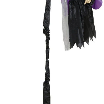 Halloween Pop Vliegende Heks Met Licht, Geluid En Beweging 2,25m van Fiestas Guirca koop je bij Partywinkel