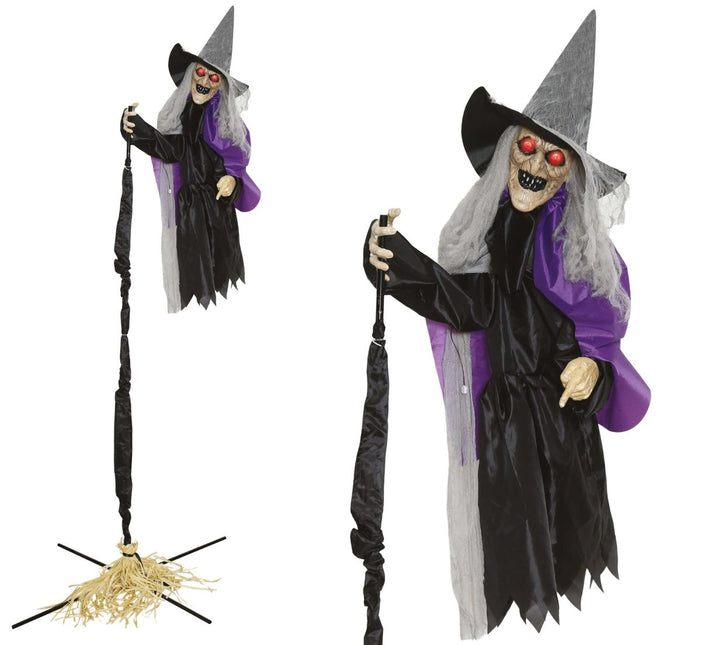 Halloween Pop Vliegende Heks Met Licht, Geluid En Beweging 2,25m van Fiestas Guirca koop je bij Partywinkel