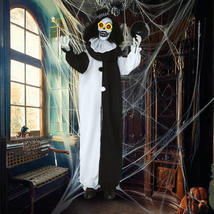 Halloween Pop Zwart Wit Clown Met Licht En Geluid 1,7m van Fiestas Guirca koop je bij Partywinkel