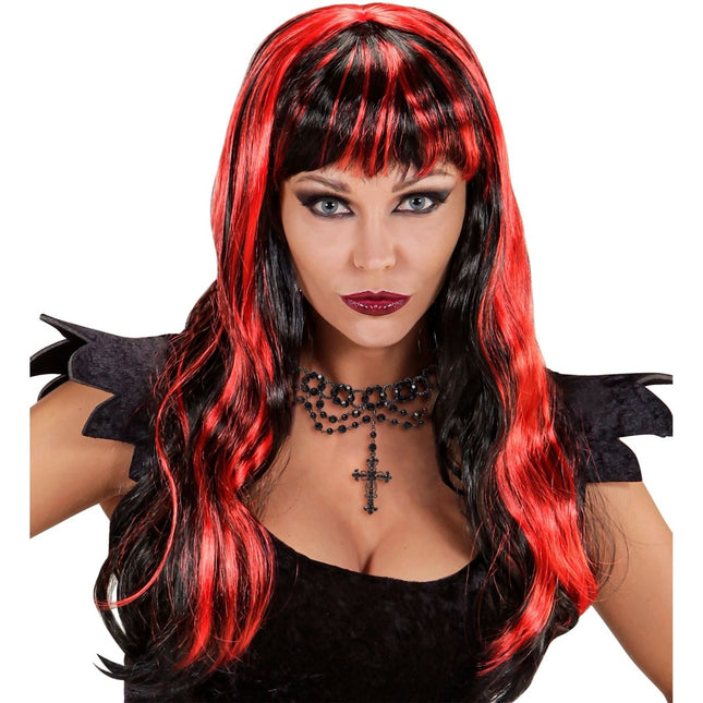 Halloween Pruik Rood Zwart van Widmann koop je bij Partywinkel