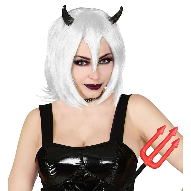 Halloween Pruik Wit Bob van Widmann koop je bij Partywinkel