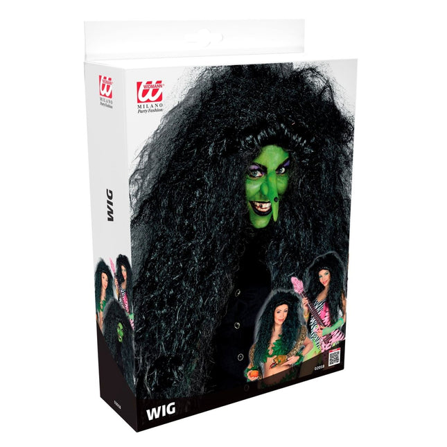 Halloween Pruik Zwart Dames Heks van Widmann koop je bij Partywinkel