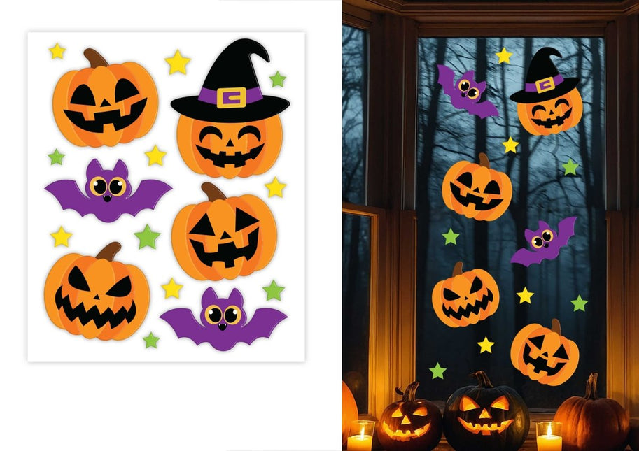 Halloween Raamdecoratie Pompoenen 50cm van Fiestas Guirca koop je bij Partywinkel