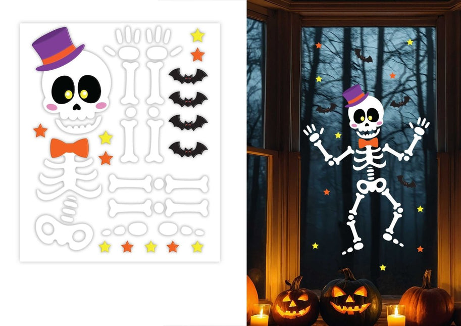 Halloween Raamdecoratie Skelet 50cm van Fiestas Guirca koop je bij Partywinkel
