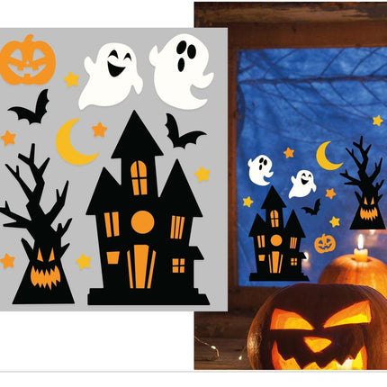 Halloween Raamsticker Zwart Oranje 25cm van Fiestas Guirca koop je bij Partywinkel