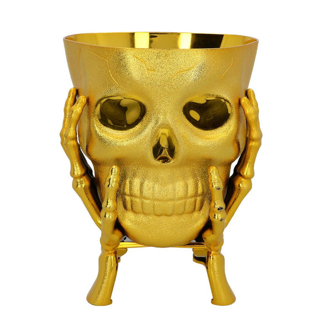 Halloween Schaal Goud Schedel 17cm van Boland koop je bij Partywinkel