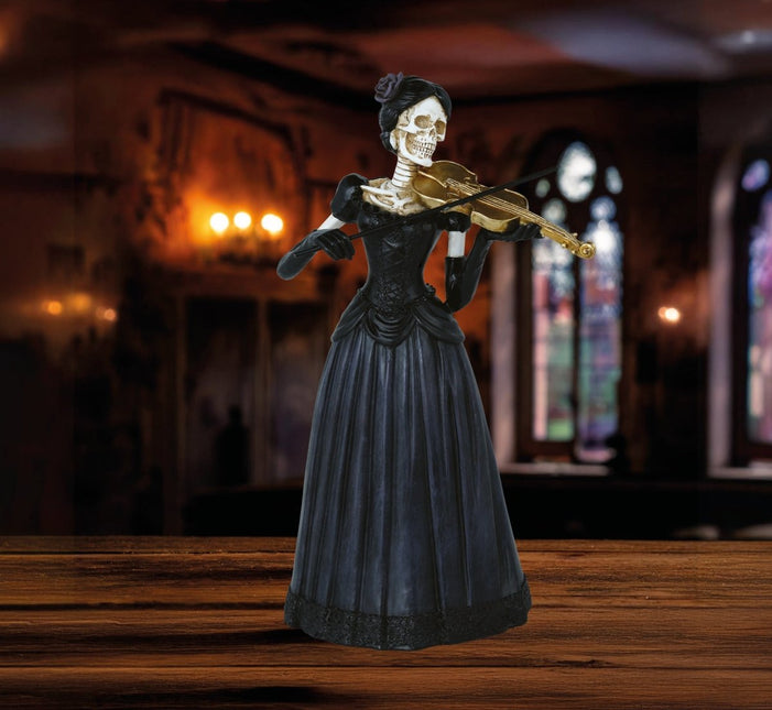 Halloween Skelet Vrouw Met Viool 26cm van Fiestas Guirca koop je bij Partywinkel