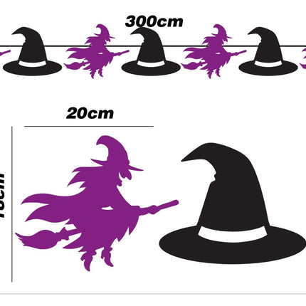 Halloween Slinger Zwart Paars Heksen 3m van Fiestas Guirca koop je bij Partywinkel