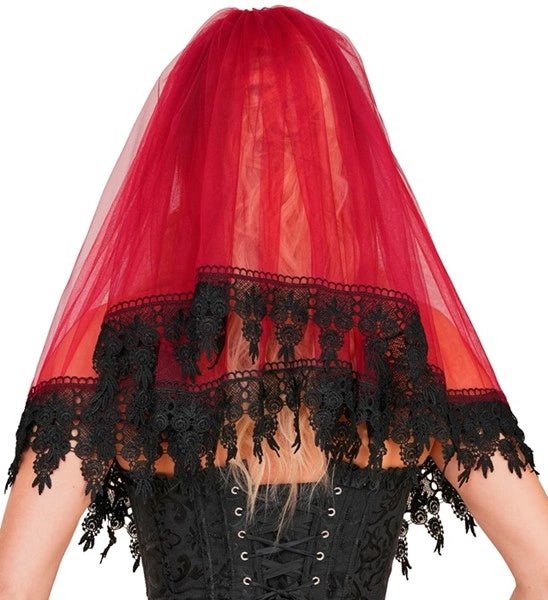Halloween Sluier Rood Zwart van Widmann koop je bij Partywinkel