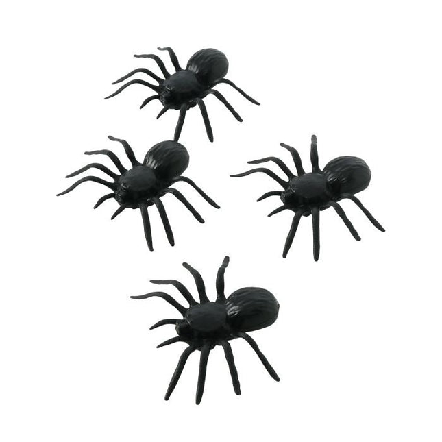 Halloween Spinnen Set 10cm 4 delig van Fiestas Guirca koop je bij Partywinkel