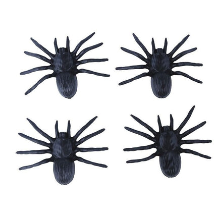 Halloween Spinnen Set 10cm 4 delig van Fiestas Guirca koop je bij Partywinkel
