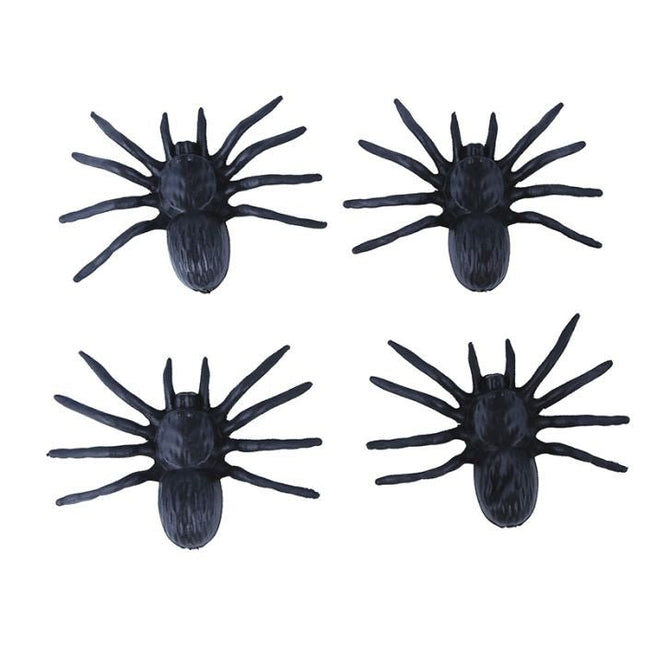Halloween Spinnen Set 10cm 4 delig van Fiestas Guirca koop je bij Partywinkel
