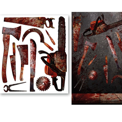 Halloween Stickers Bloederig Gereedschap 80cm van Fiestas Guirca koop je bij Partywinkel
