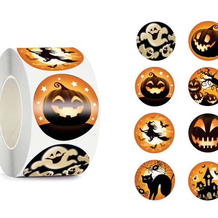 Halloween Stickers Zwart Oranje 200st van Fiestas Guirca koop je bij Partywinkel