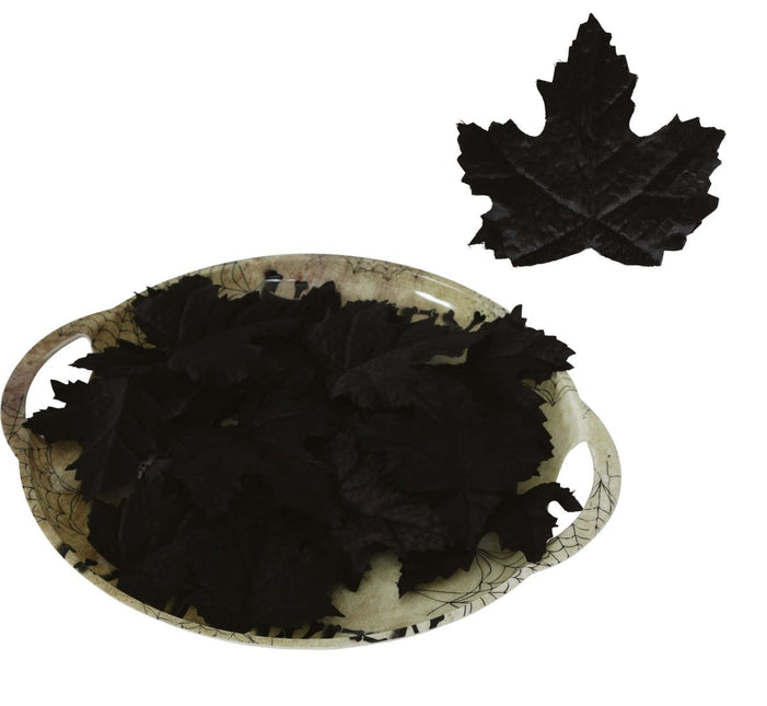 Halloween Tafeldecoratie Zwart Pompoen Bladeren 10cm 24st van Fiestas Guirca koop je bij Partywinkel