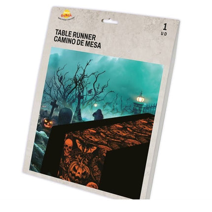 Halloween Tafelloper Pompoen 2,74m van Fiestas Guirca koop je bij Partywinkel