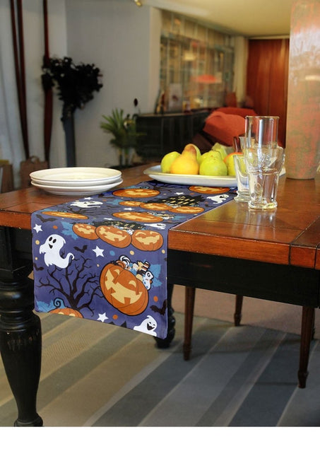 Halloween Tafelloper Pompoenen En Spoken 2,75m van Fiestas Guirca koop je bij Partywinkel